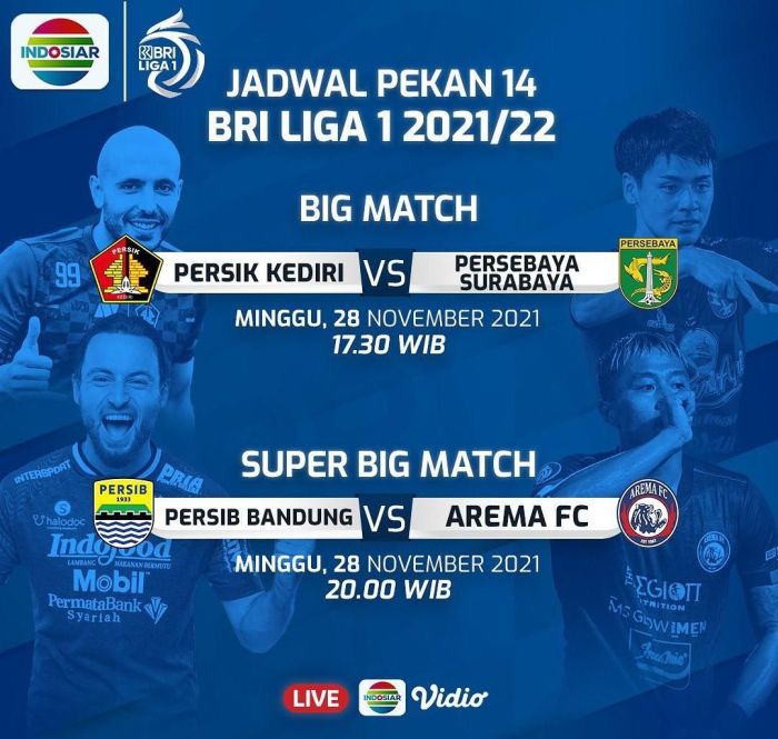 Jadwal Acara Indosiar 28 November 2021, Saksikan Siaran Langsung Dua ... Jadwal Liga 1 Indonesia Hari Ini Live TV