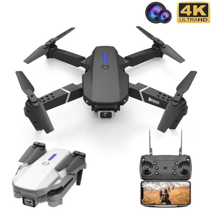 E88 Drone Mini WIFI 4K Profesional, Drone RC Pesawat Helikopter Pro ... Drone Kamera Mini untuk Traveling